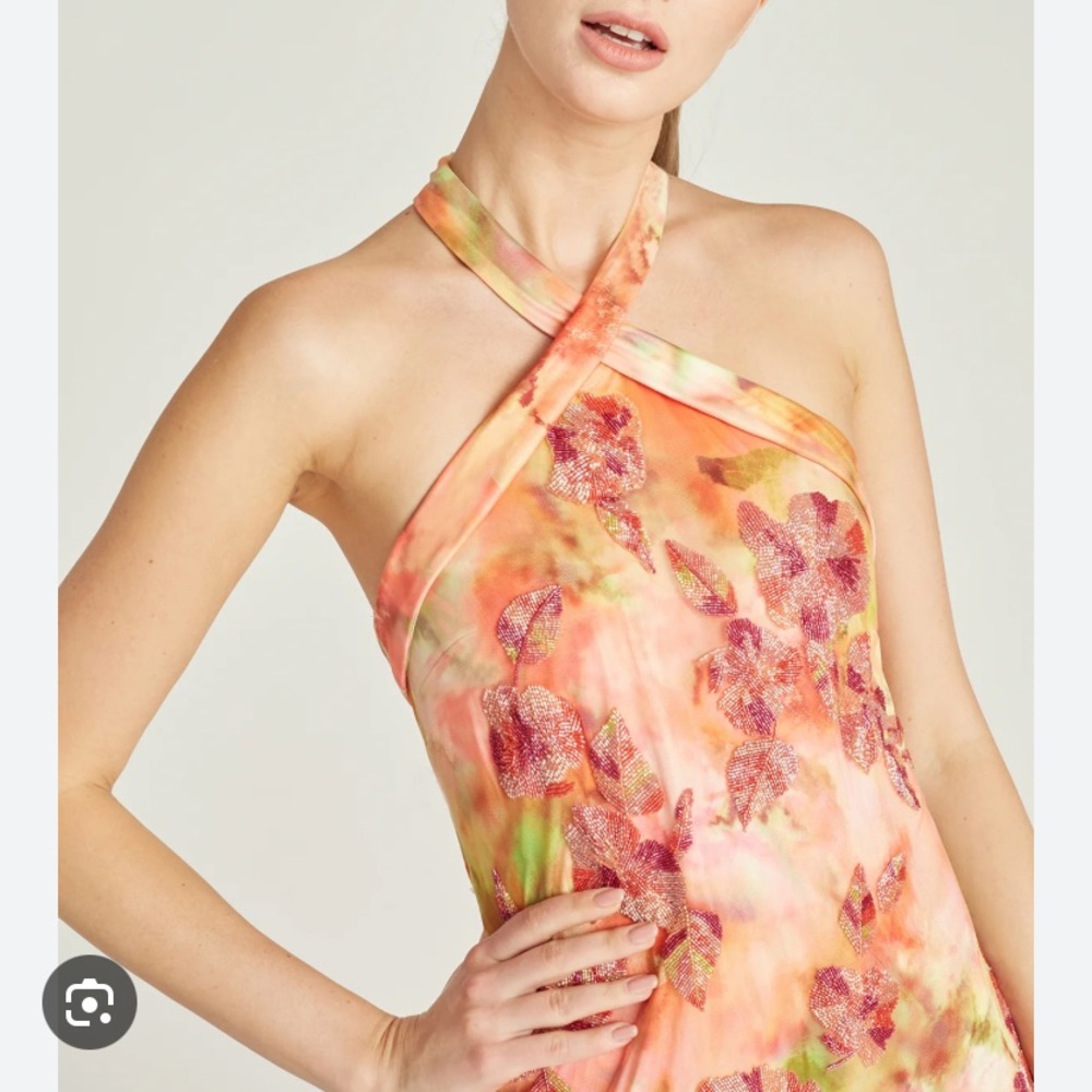 NWT Theia Brigitte Fringe Halter Dress Retails $1245 no offers lowest priced - Picture 3 of 11